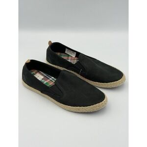 Sperry Black Espadrille Slip On Flats Womens 7 Fits Narrow Memory Foam Casual